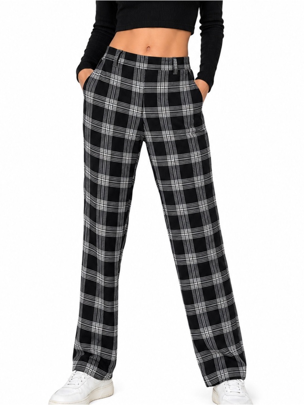 Hot Topic Black White Plaid Trouser Pants Medium Goth Grunge